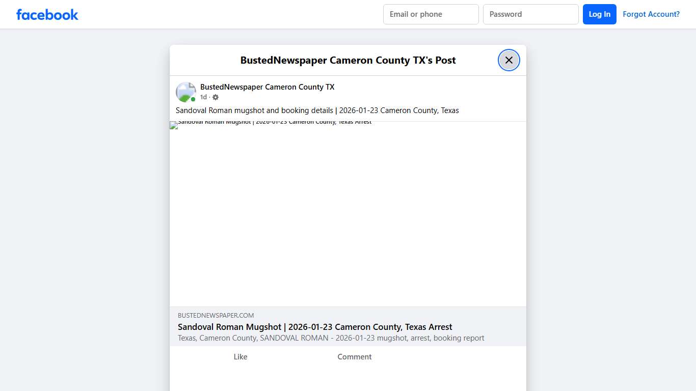 Sandoval Roman mugshot... - BustedNewspaper Cameron County TX Facebook